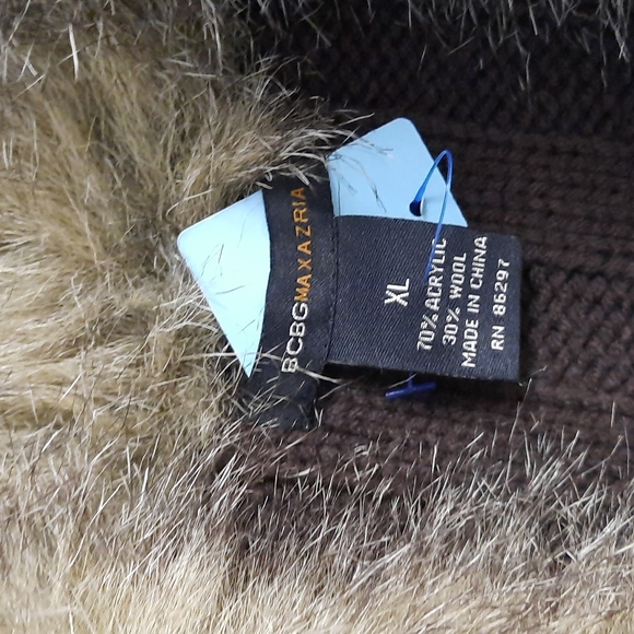 Brown BCBG Fur Collar Sweater - Picture 3 of 5